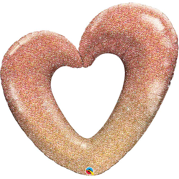 42 inch ROSE GOLD GLITTER OMBRE HEART - LA Balloons