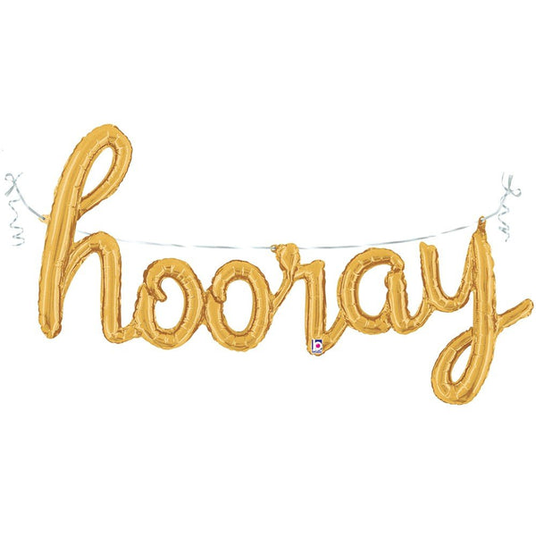 44 inch HOORAY SCRIPT - GOLD - LA Balloons