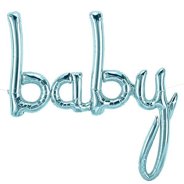 46 inch BABY SCRIPT - PASTEL BLUE (AIR - FILL ONLY) - LA Balloons