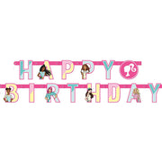 Unique 6.5 foot BARBIE HAPPY BIRTHDAY JOINTED BANNER Party Decoration 47599-UN