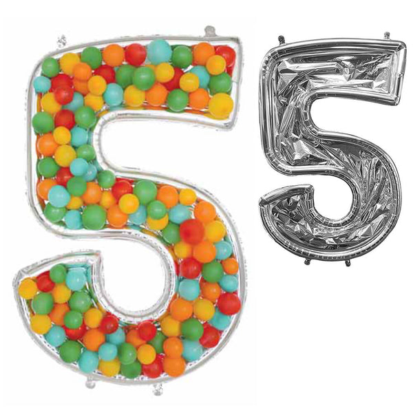 49 inch BALLOONFORMZ MOSAIC NUMBER 5 - SILVER - LA Balloons