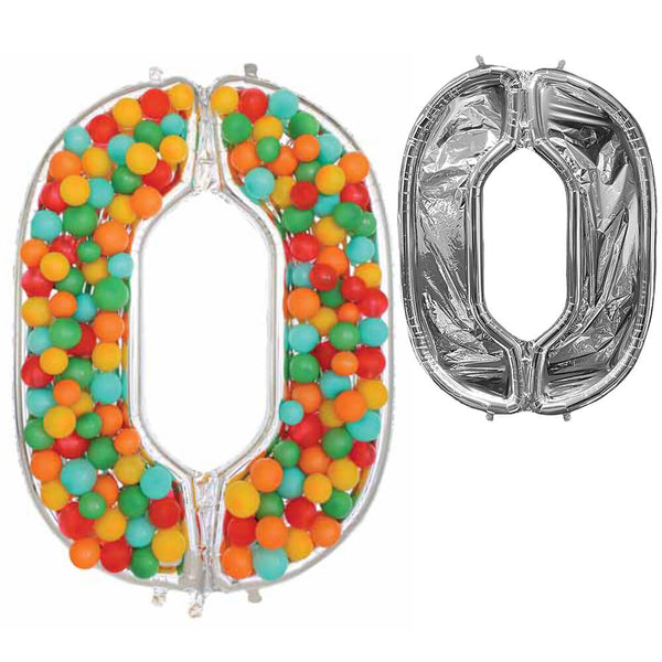52 inch BALLOONFORMZ MOSAIC NUMBER 0 - SILVER - LA Balloons