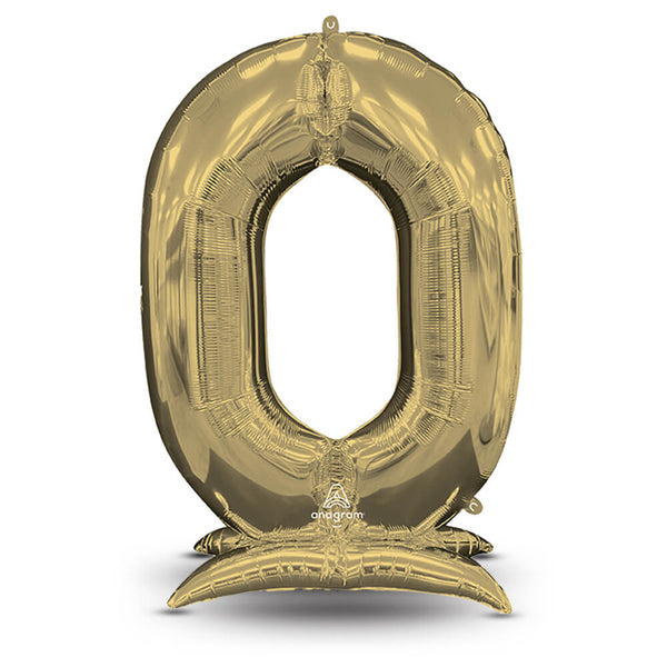 52 inch STAND - UP NUMBERZ 0 - WHITE GOLD (AIR - FILL ONLY) - LA Balloons