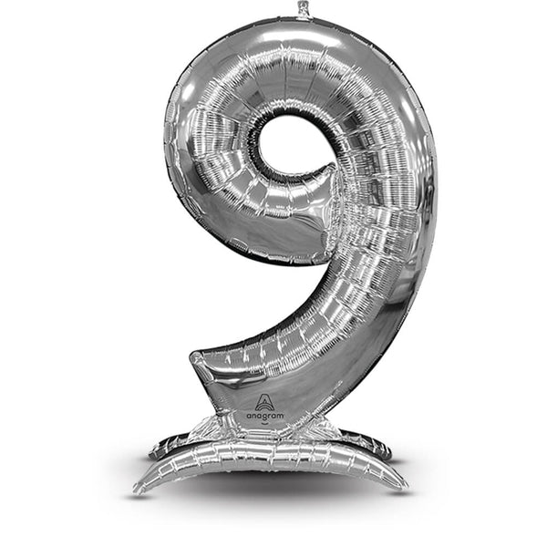 52 inch STAND - UP NUMBERZ 9 - SILVER (AIR - FILL ONLY) - LA Balloons