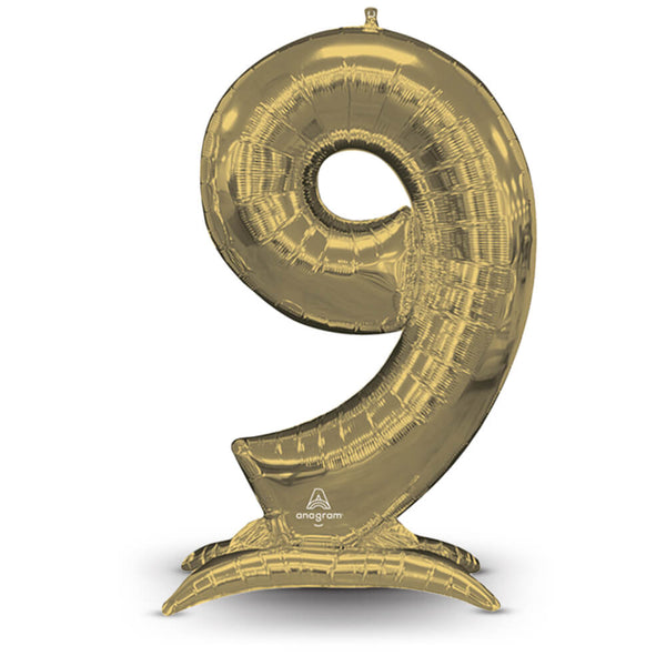 52 inch STAND - UP NUMBERZ 9 - WHITE GOLD (AIR - FILL ONLY) - LA Balloons