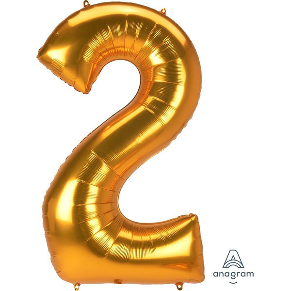 53 inch JUMBO NUMBER 2 - ANAGRAM - GOLD - LA Balloons