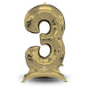 53 inch STAND - UP NUMBERZ 3 - WHITE GOLD (AIR - FILL ONLY) - LA Balloons