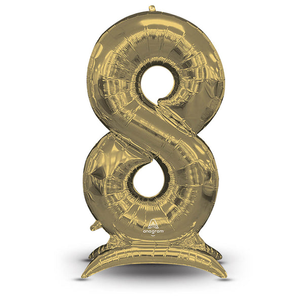 53 inch STAND - UP NUMBERZ 8 - WHITE GOLD (AIR - FILL ONLY) - LA Balloons