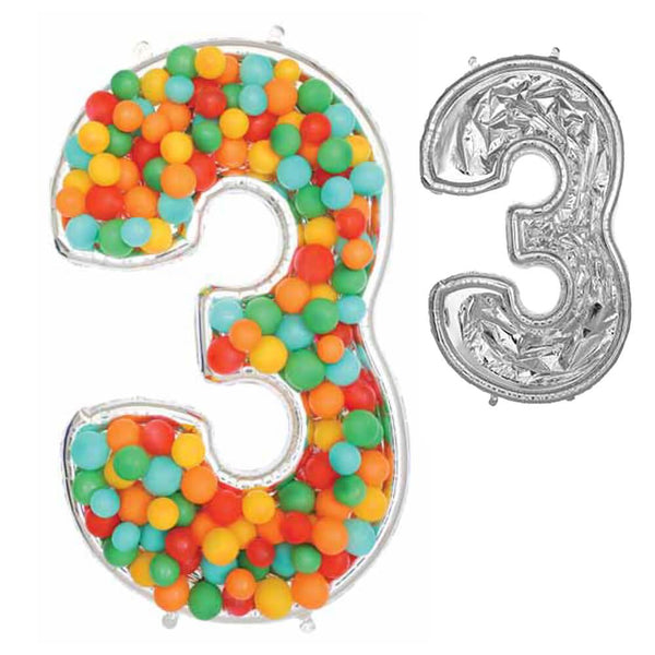 54 inch BALLOONFORMZ MOSAIC NUMBER 3 - SILVER - LA Balloons