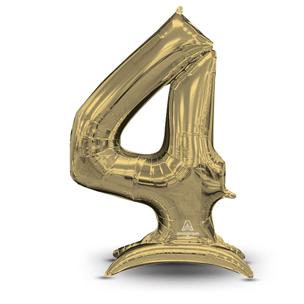 54 inch STAND - UP NUMBERZ 4 - WHITE GOLD (AIR - FILL ONLY) - LA Balloons