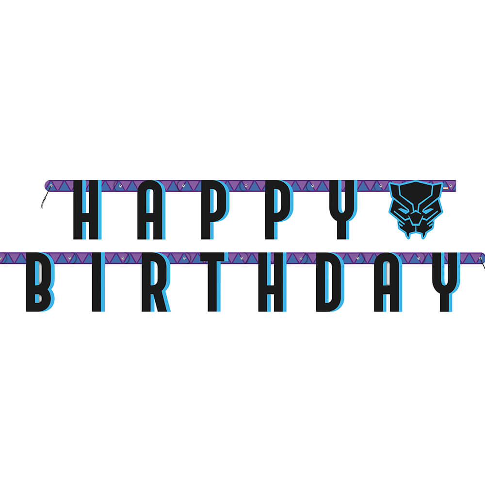 6 ft BLACK PANTHER HAPPY BIRTHDAY JOINTED BANNER