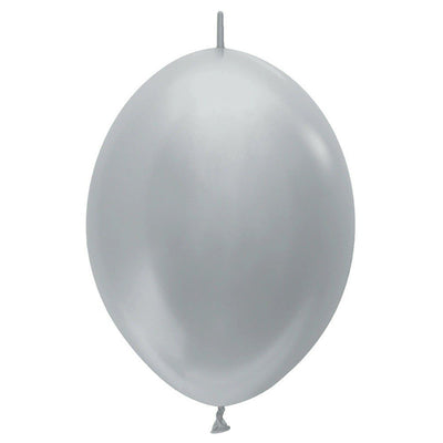 6 inch SEMPERTEX LINK - O - LOON METALLIC SILVER - LA Balloons