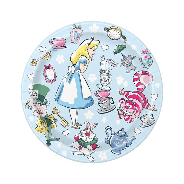 7 inch ALICE IN WONDERLAND ROUND DESSERT PLATES (8 PK) - LA Balloons