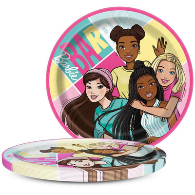 7 inch BARBIE ROUND DESSERT PLATES (8 PK) - LA Balloons