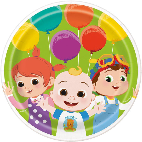 7 inch COCOMELON ROUND DESSERT PLATES (8 PK) - LA Balloons