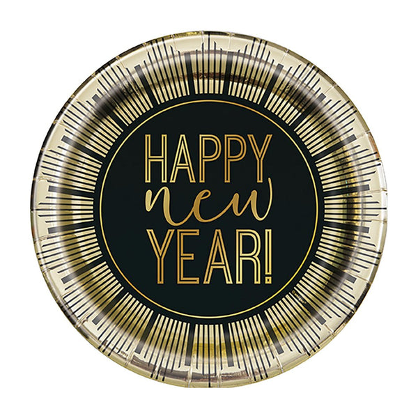 7 inch ROARING NEW YEARS FOIL PLATES (8 PK) - LA Balloons