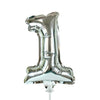 7 inch SELF - INFLATING NUMBER 1 - SILVER - LA Balloons