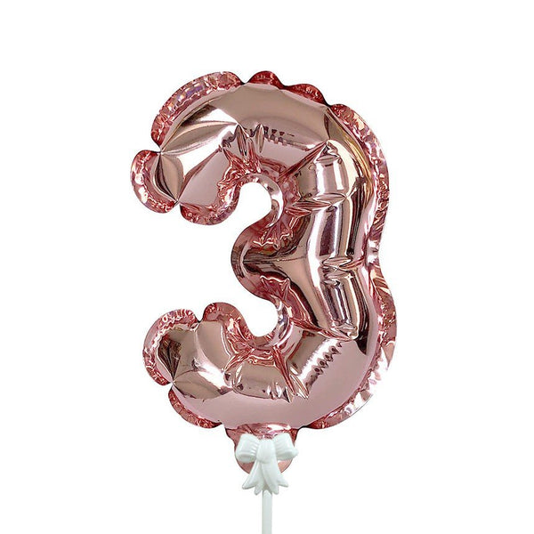 7 inch SELF - INFLATING NUMBER 3 - ROSE GOLD - LA Balloons