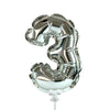 7 inch SELF - INFLATING NUMBER 3 - SILVER - LA Balloons