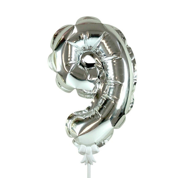 7 inch SELF - INFLATING NUMBER 9 - SILVER - LA Balloons