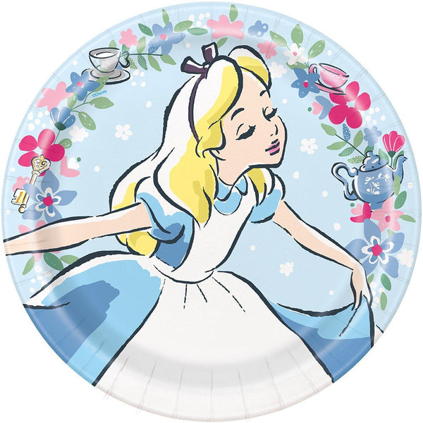 9 inch ALICE IN WONDERLAND ROUND DINNER PLATES (8 PK) - LA Balloons
