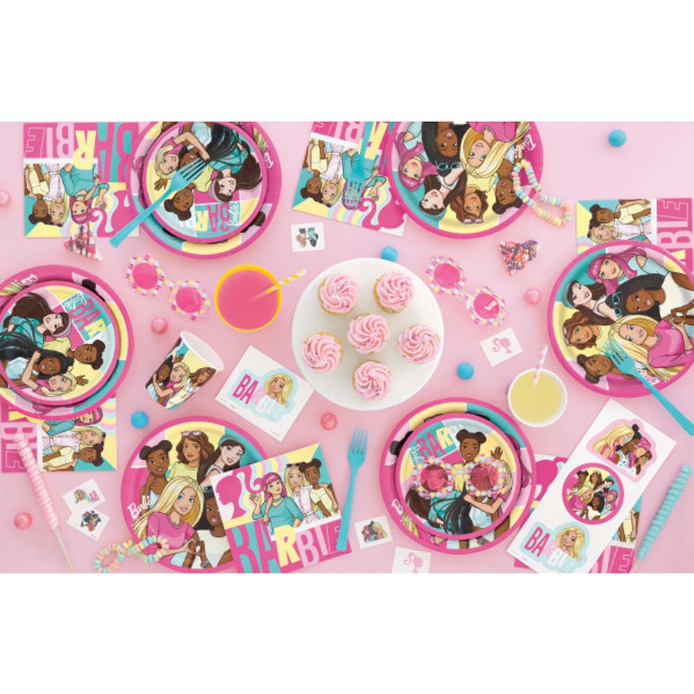 Barbe Rond 9 Inch Unique Barbie Round Dinner Plates 8 Pk 47595 - LA Balloons