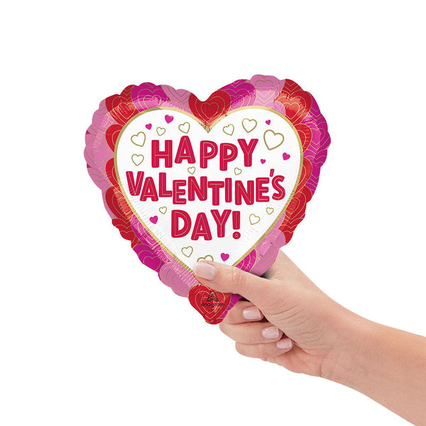9 inch HAPPY VALENTINE'S DAY WRAPPED IN HEARTS (AIR FILL ONLY) - LA Balloons