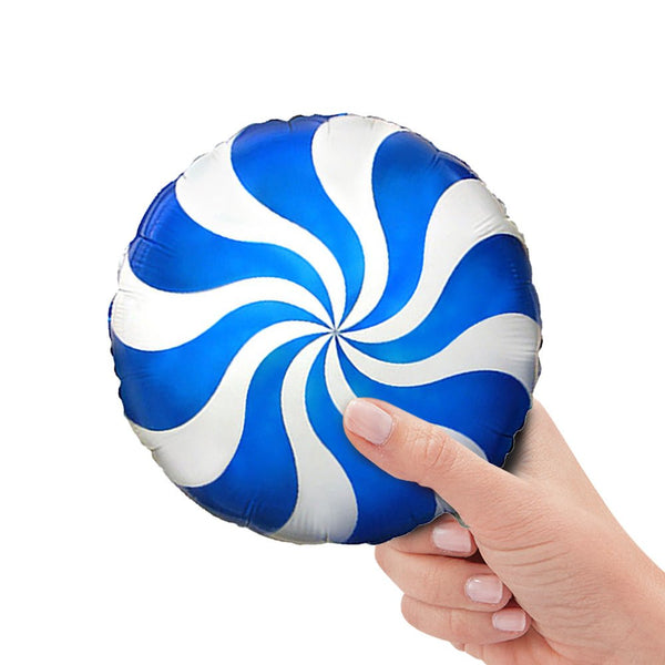 9 inch PEPPERMINT CANDY - BLUE (AIR - FILL ONLY) - LA Balloons