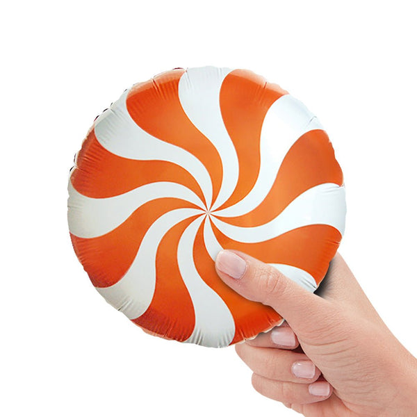 9 inch PEPPERMINT CANDY - ORANGE (AIR - FILL ONLY) - LA Balloons