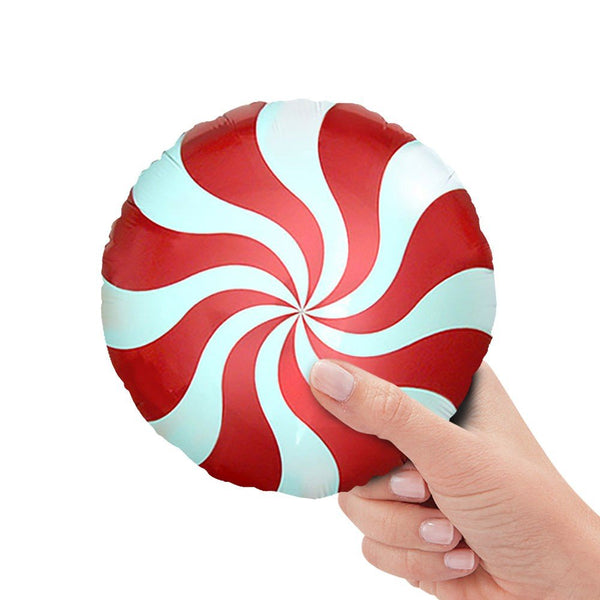9 inch PEPPERMINT CANDY - RED (AIR - FILL ONLY) - LA Balloons