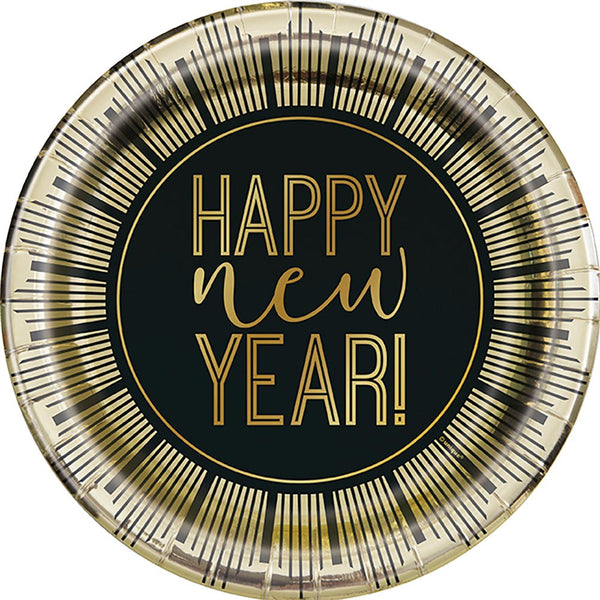 9 inch ROARING NEW YEARS FOIL PLATES (8 PK) - LA Balloons