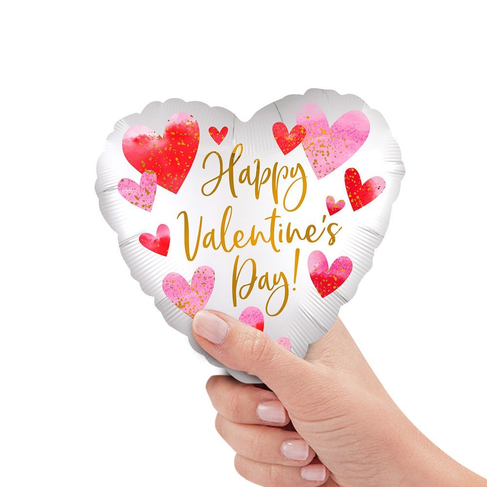 9 inch SATIN WATERCOLOR HAPPY VALENTINE'S DAY MINI SHAPE (AIR-FILL ONLY)