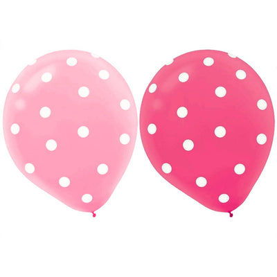 Amscan 12 inch AMSCAN PINK POLKA DOT BALLOONS Latex Balloons 98971-AM