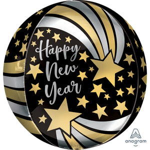 Anagram 16 inch HAPPY NEW YEAR SHOOTING STARS ORBZ Foil Balloon 42057-01-A-P
