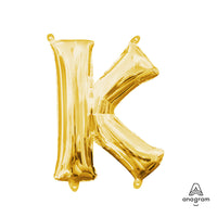 Anagram 16 inch LETTER K - ANAGRAM - GOLD (AIR-FILL ONLY) Foil Balloon 33033-11-A-P