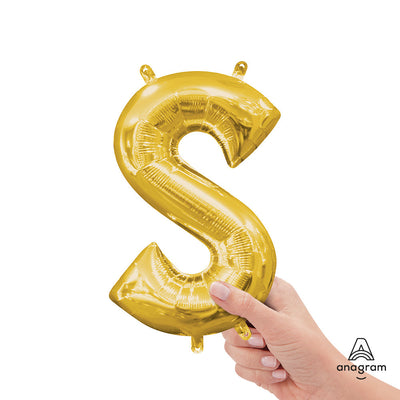Anagram 16 inch LETTER S - ANAGRAM - GOLD (AIR-FILL ONLY) Foil Balloon 33049-11-A-P