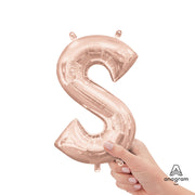 Anagram 16 inch LETTER S - ANAGRAM - ROSE GOLD (AIR-FILL ONLY) Foil Balloon 37470-11-A-P