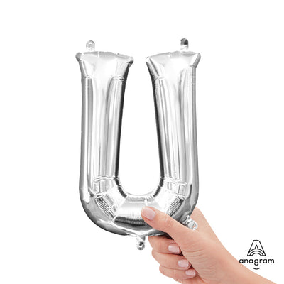 Anagram 16 inch LETTER U - ANAGRAM - SILVER (AIR-FILL ONLY) Foil Balloon 33052-11-A-P