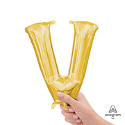 Anagram 16 inch LETTER V - ANAGRAM - GOLD (AIR-FILL ONLY) Foil Balloon 33055-11-A-P