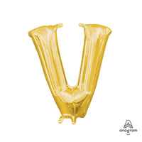 Anagram 16 inch LETTER V - ANAGRAM - GOLD (AIR-FILL ONLY) Foil Balloon 33055-11-A-P