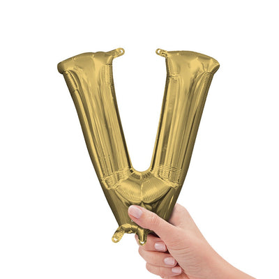 Anagram 16 inch LETTER V - ANAGRAM - WHITE GOLD (AIR-FILL ONLY) Foil Balloon 44612-11-A-P