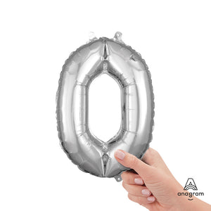 Anagram 16 inch NUMBER 0 - ANAGRAM - SILVER (AIR-FILL ONLY) Foil Balloon 33074-11-A-P