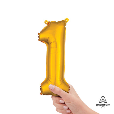 Anagram 16 inch NUMBER 1 - ANAGRAM - GOLD (AIR-FILL ONLY) Foil Balloon 33077-11-A-P