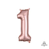 Anagram 16 inch NUMBER 1 - ANAGRAM - ROSE GOLD (AIR-FILL ONLY) Foil Balloon 37486-11-A-P