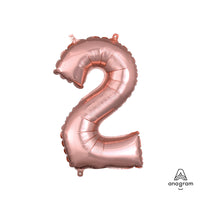 Anagram 16 inch NUMBER 2 - ANAGRAM - ROSE GOLD (AIR-FILL ONLY) Foil Balloon 37487-11-A-P