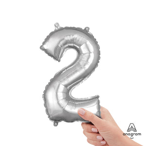 Anagram 16 inch NUMBER 2 - ANAGRAM - SILVER (AIR-FILL ONLY) Foil Balloon 33078-11-A-P