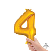 Anagram 16 inch NUMBER 4 - ANAGRAM - GOLD (AIR-FILL ONLY) Foil Balloon 33083-11-A-P