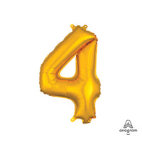 Anagram 16 inch NUMBER 4 - ANAGRAM - GOLD (AIR-FILL ONLY) Foil Balloon 33083-11-A-P