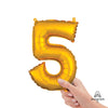 Anagram 16 inch NUMBER 5 - ANAGRAM - GOLD (AIR-FILL ONLY) Foil Balloon 33085-11-A-P