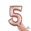 Anagram 16 inch NUMBER 5 - ANAGRAM - ROSE GOLD (AIR-FILL ONLY) Foil Balloon 37490-11-A-P